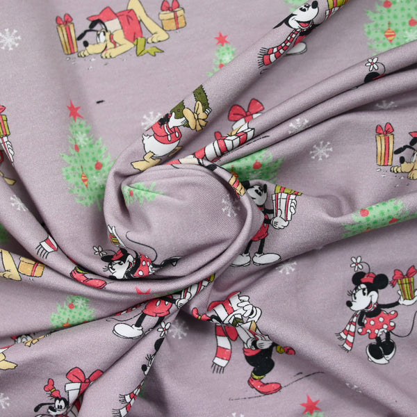 Jersey French terry Mickey fête Noël au mètre