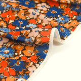 Maille crêpe imprimée jolie fleur fond marron