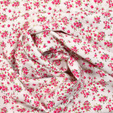 Viscose imprimée fleur rose minimaliste fond blanc