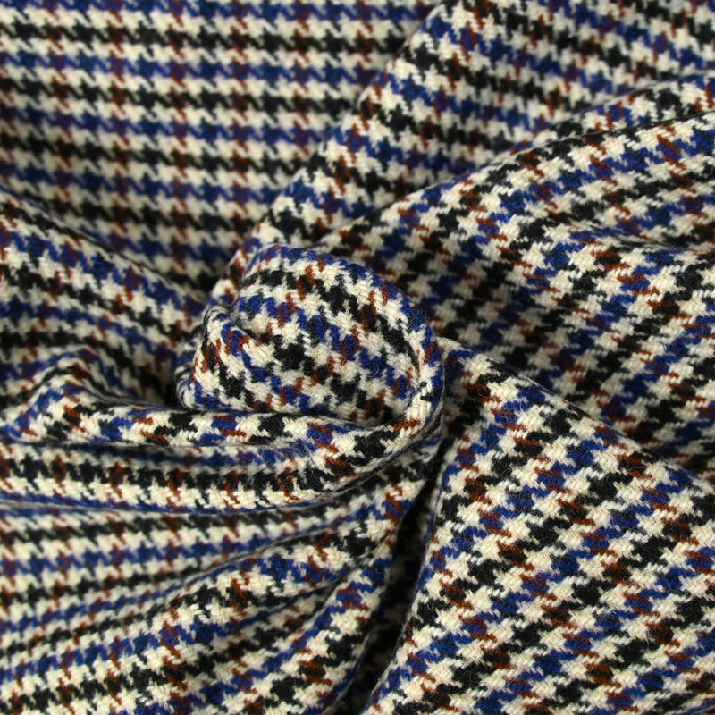 Laine mélangée pied-de-poule bleu roi et noir
