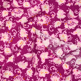 Printed viscose Arabic flowers purple background