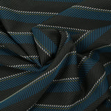 Tejido teñido de poliéster con relieve de chevron azul fondo negro