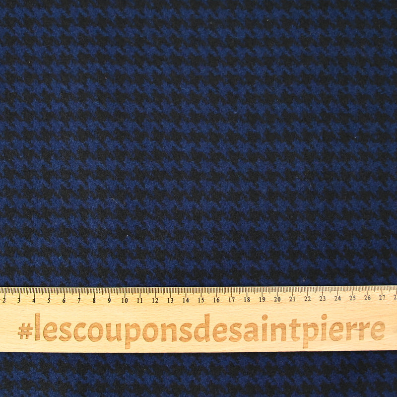 Laine mélangée pied-de-poule bleu marine et noir