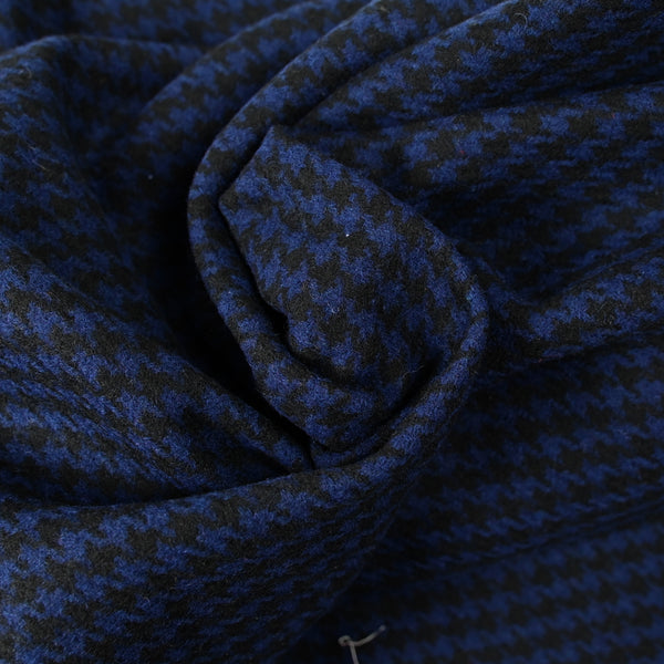 Laine mélangée pied-de-poule bleu marine et noir