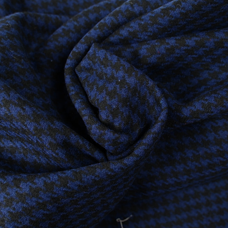 Laine mélangée pied-de-poule bleu marine et noir