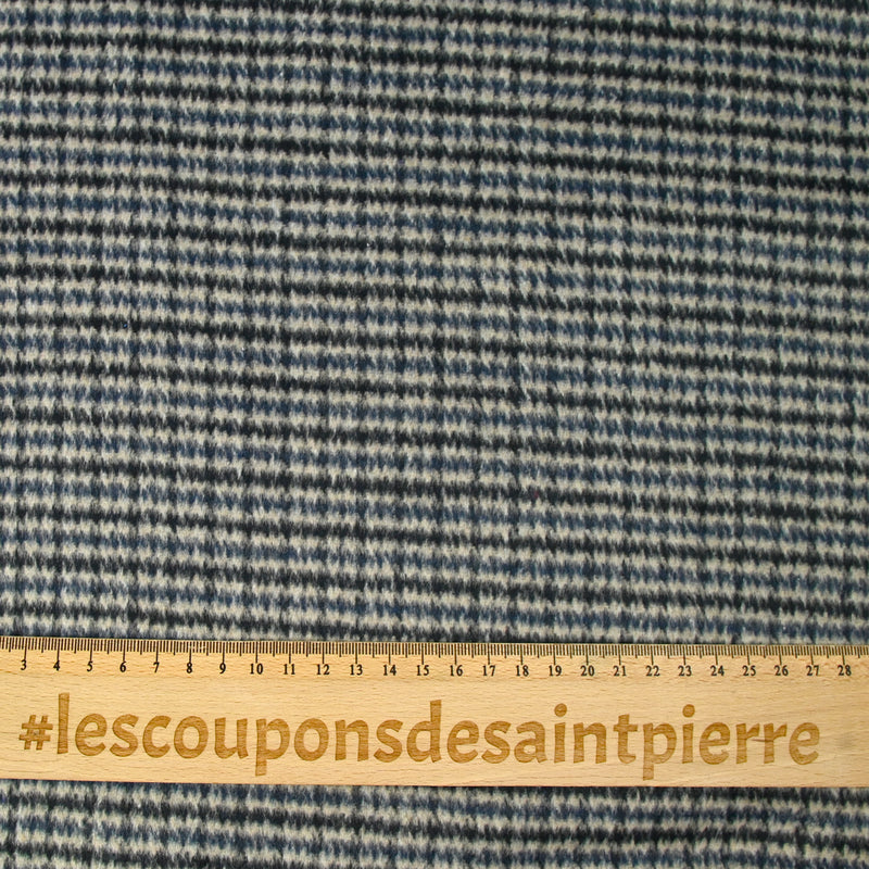 Laine mélangée brossée zigzag bleu marine