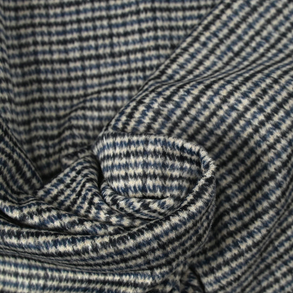 Laine mélangée brossée zigzag bleu marine