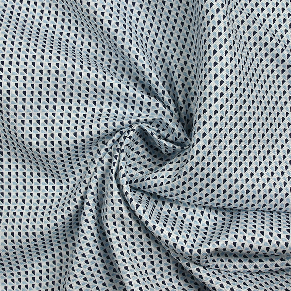 Coton imprimé fusion d'angle bleu clair et nuit fond blanc