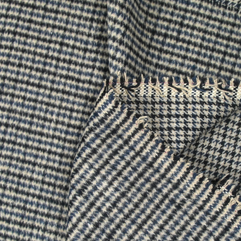 Laine mélangée brossée zigzag bleu marine