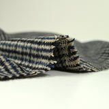 Laine mélangée brossée zigzag bleu marine