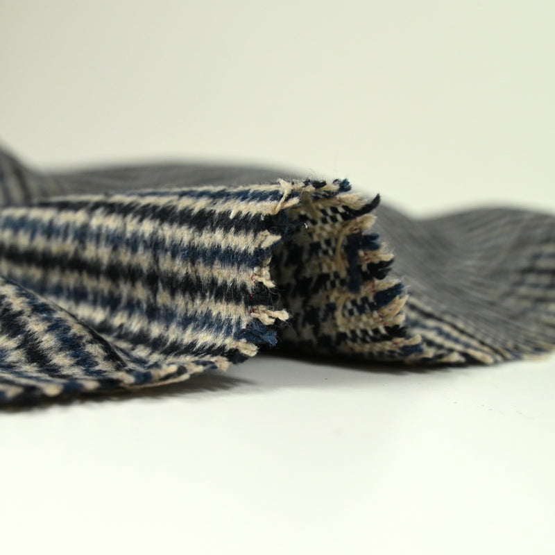 Laine mélangée brossée zigzag bleu marine