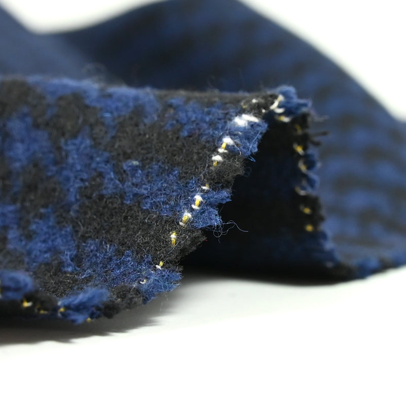 Laine mélangée pied-de-poule bleu marine et noir