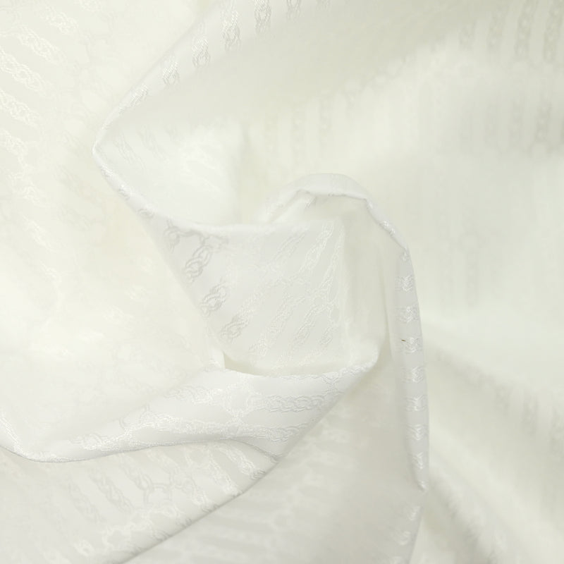 Satin jacquard de polyester chaine fond blanc