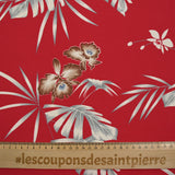 Scuba imprimé Hawaii fond rouge fraise