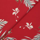 Scuba imprimé Hawaii fond rouge fraise