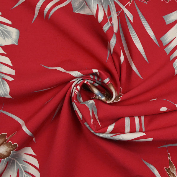 Scuba imprimé Hawaii fond rouge fraise