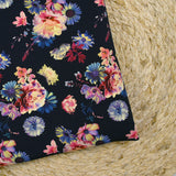 Jersey viscose imprimé un mini air floral fond bleu nuit