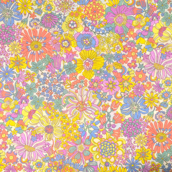 Coton Liberty ® Rainbow Garden jaune au mètre