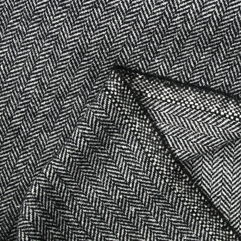 Laine mélangée sequin argent et chevron gris et noir