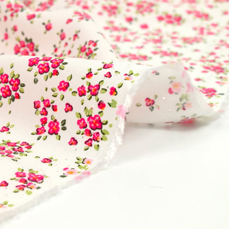 Print viscose minimalist pink flower white background