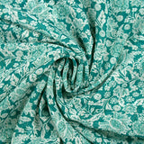 Mousseline imprimée crinkle lurex sérendipité fond turquoise