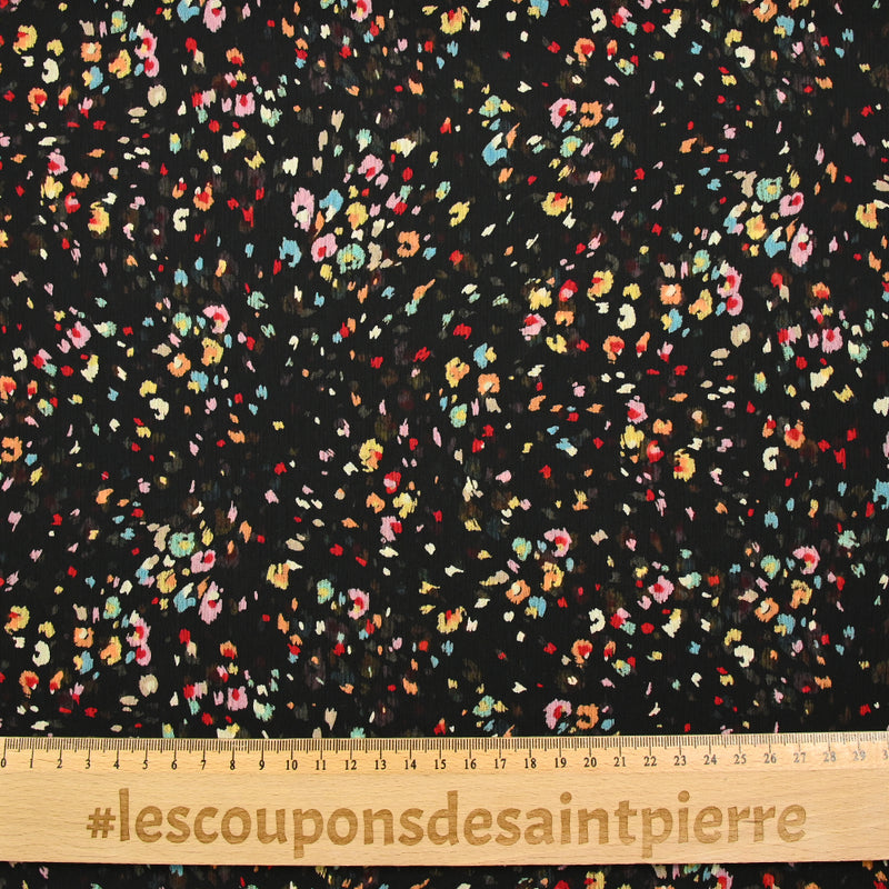 Mousseline imprimée crinkle confettis fond noir