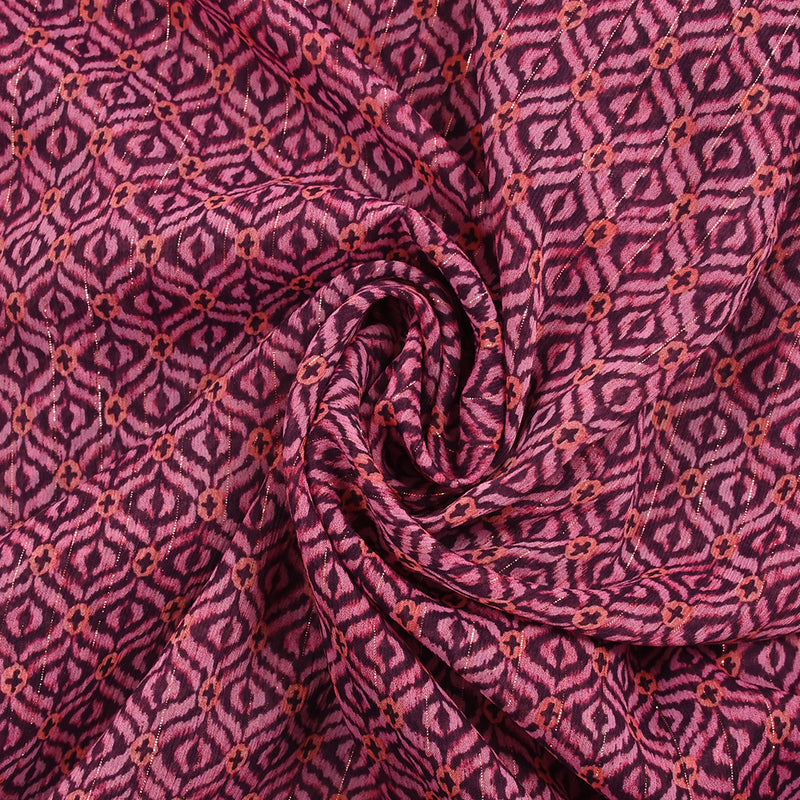 Mousseline imprimée crinkle lurex vibration positive magenta