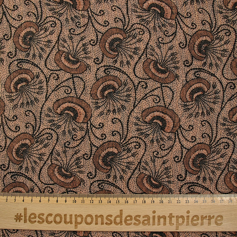 Mousseline imprimée crinkle lurex Jaipur bloom fond chair
