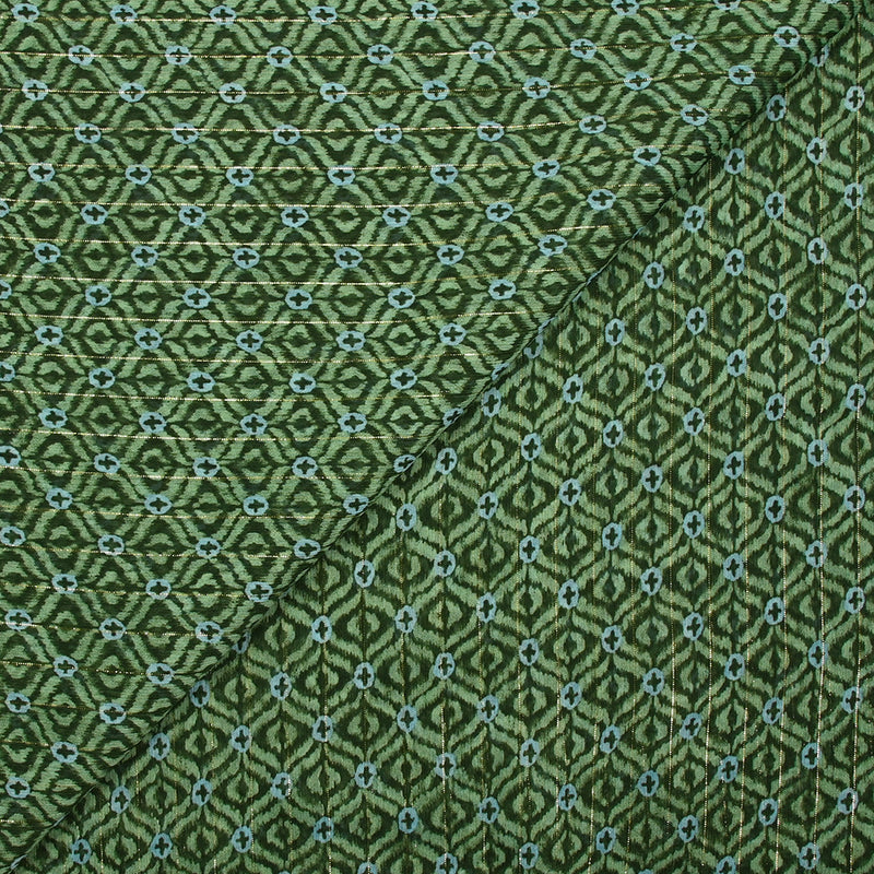 Mousseline imprimée crinkle lurex vibration positive vert