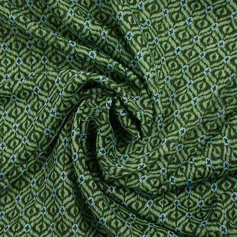 Mousseline imprimée crinkle lurex vibration positive vert
