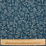 Mousseline imprimée crinkle lurex branche d'arbre fond bleu foncé