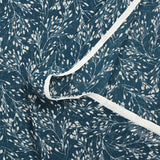 Mousseline imprimée crinkle lurex branche d'arbre fond bleu foncé