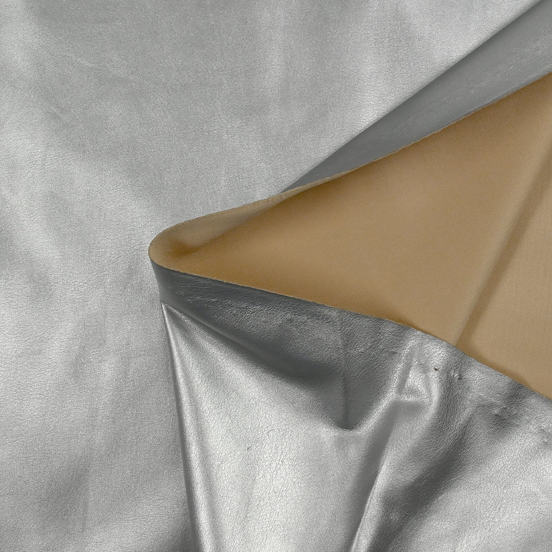 Simili cuir polyester argent
