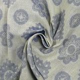 Jacquard 100% lin fleurs de Provence bleu
