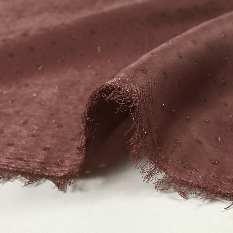 Crêpe satin plumetis pailleté cassis