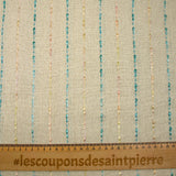 Linen viscose satin stripe peach and turquoise string background