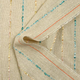 Linen viscose satin stripe peach and turquoise string background