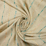 Linen viscose satin stripe peach and turquoise string background