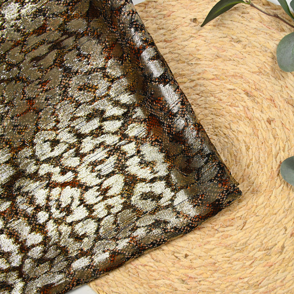 Soie dévorée lancée découpée dorée léopard