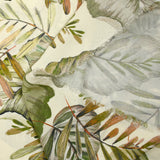 Viscose imprimée nature en feuilles vert fond écru