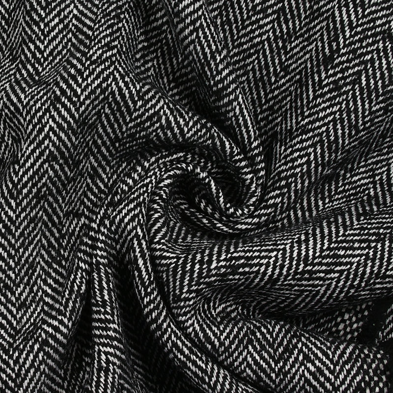 Chevrons mixtos de lana 25 mm en blanco y negro
