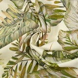 Viscose imprimée nature en feuilles vert fond écru