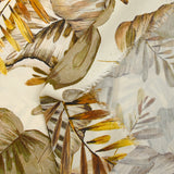 Viscose imprimée nature en feuilles marron et jaune fond écru