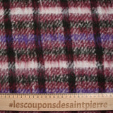 Laine mélangée brossée à poils longs carreaux prune, violet et vert foncé