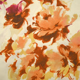 Viscose printed ink with orange and yellow flowers on an ecru background