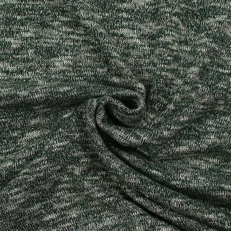 Maille tricot lurex argent fond vert foncé