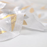 Mousseline de Soie dévorée Tlija or et argent fond blanc cassé