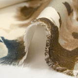 Viscose printed ink with blue and brown flowers on an ecru background