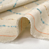 Linen viscose satin stripe peach and turquoise string background
