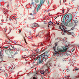 Velours de coton ras cachemire rouge fond blanc